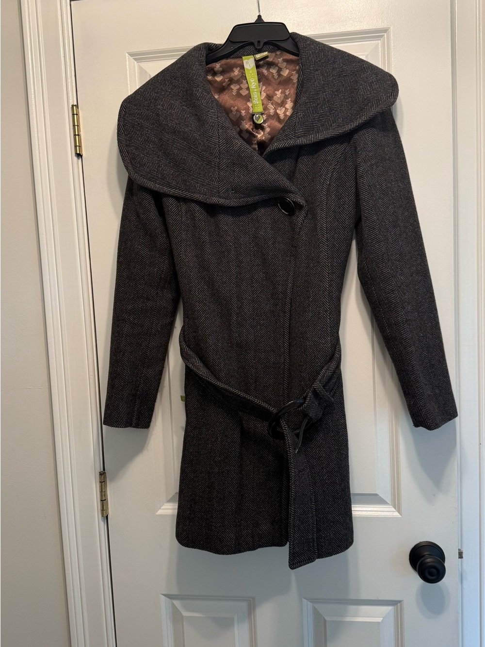 Soia & Kyo Charcoal Gray Wool Blend Trench Coat